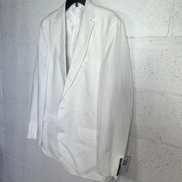 Bar III Men's Slim-Fit White 100% Linen Suit Jacket white 40L $360 - Picture 3 of 10